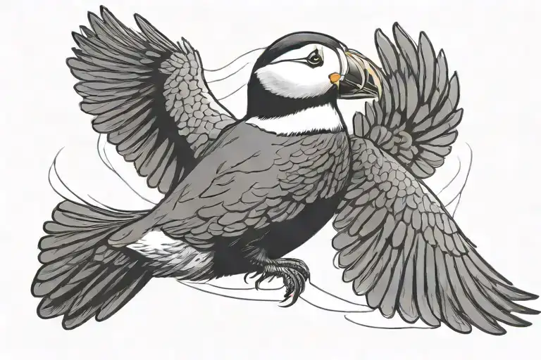 A Flying Puffin Without Background