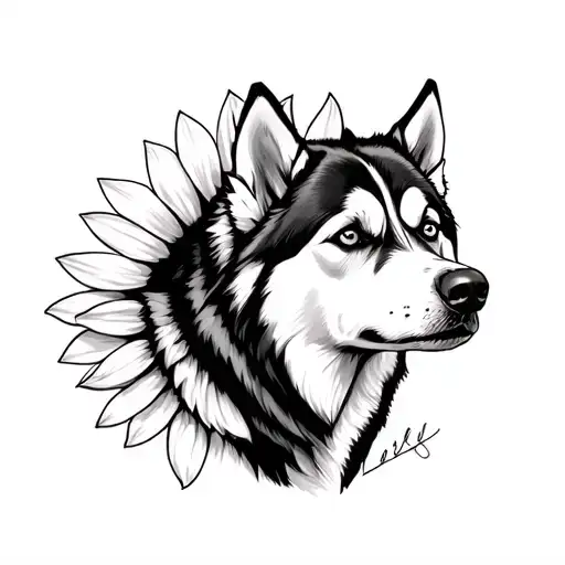 Husky And Sunflover
