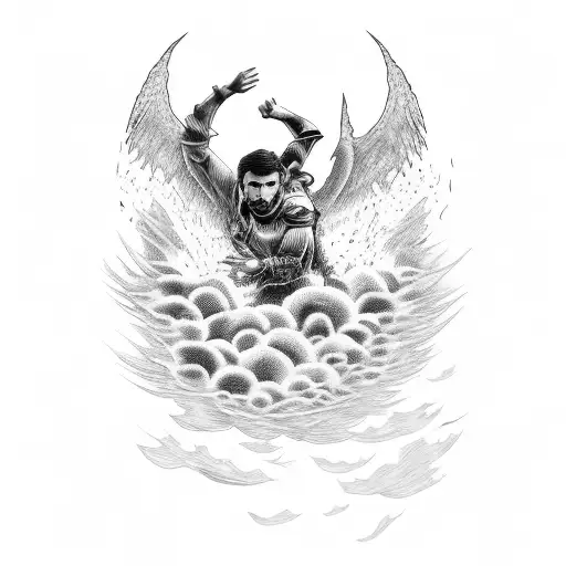 Icarus Falling Into A Sea Of Thoughts