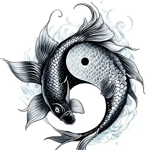 Gothic Koi Fish Yin Yang