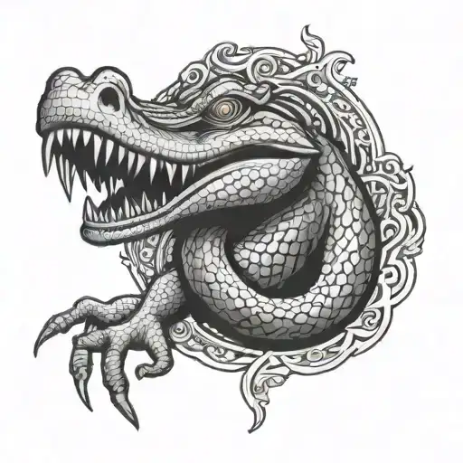 Jorakhae Crocodile Sak Yant With Thai Lettering