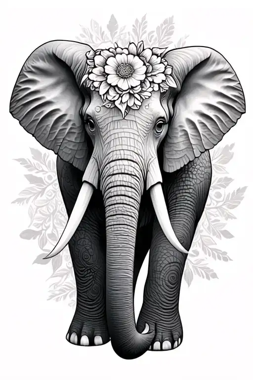 Floral Geometric Elephant