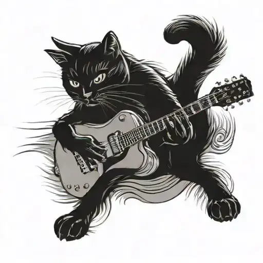 Black Cat Playing A Guitar