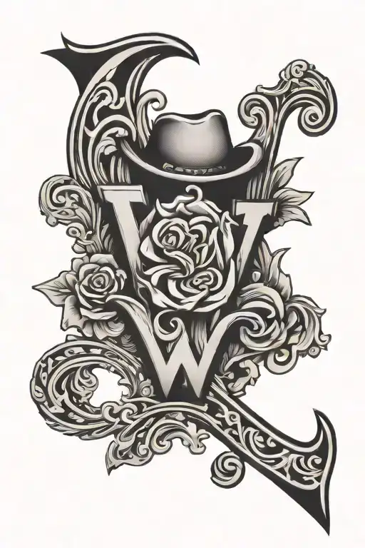 Western Design With Letter W