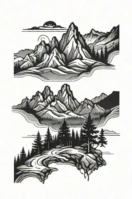 Mountains And Trees Background Looking