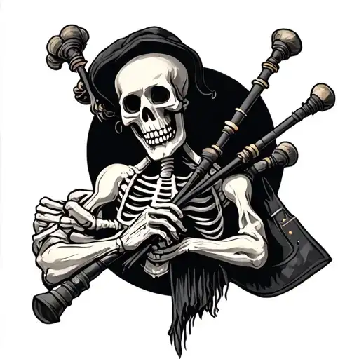 Skeleton Playing Scottish Bag Pipes