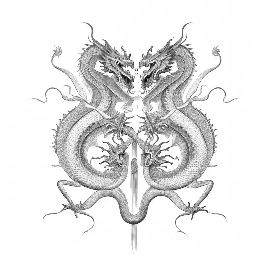 Two Symmetrical Chinese Dragons