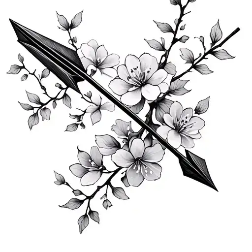 Arrow With Cherry Blossoms Falling