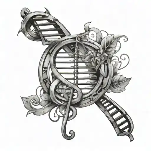 Dna Music Notes Intertwined With Bible Symbols