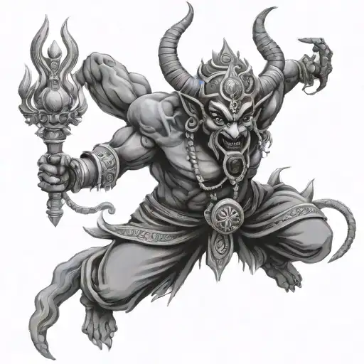 Hindu Demon Combined With Hindu God Narasimhan