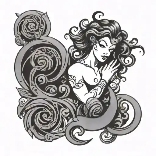 Aquarius Zodiac Symbol Incorporating Elements