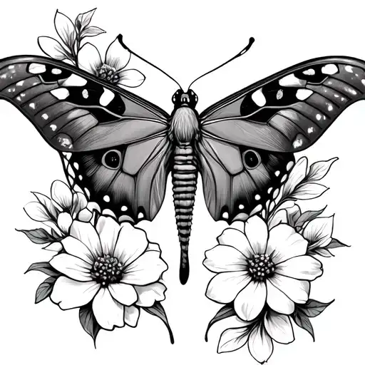 Lunar Moth In Flowers