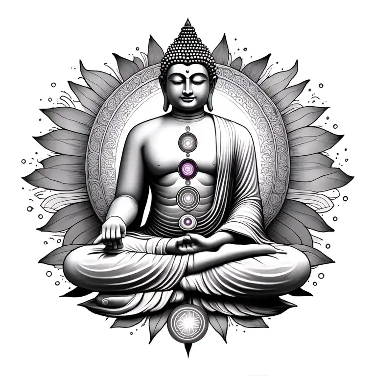 Budha With 7 Spiritual Chakras