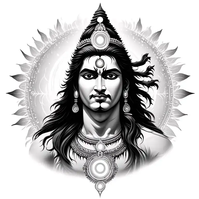 Lord Shiva With 7 Spiritual Chakra Symbol Surrounded