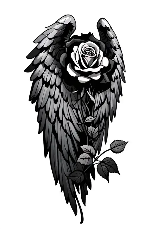 Angel Wings With A Rose