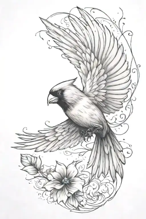 Cardinal Flying Towards