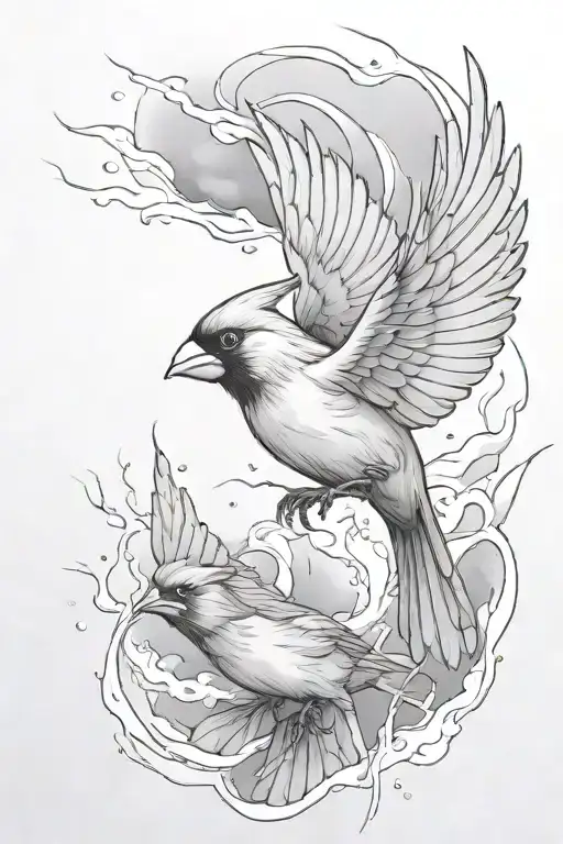 Cardinal Flying In A Storm