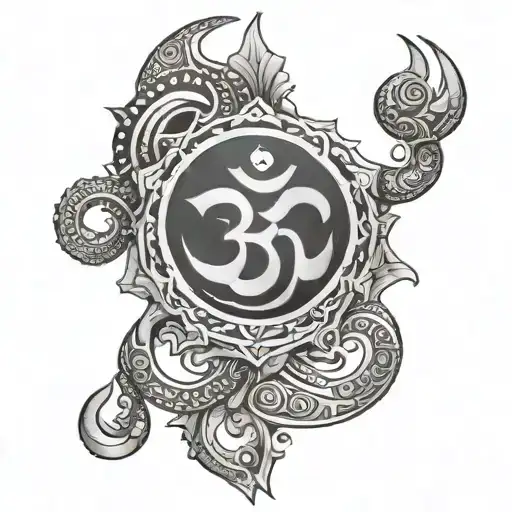 Om And Trishul In Background