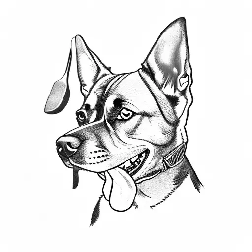 Dog Holding A Knife Ni Fear With Red Color