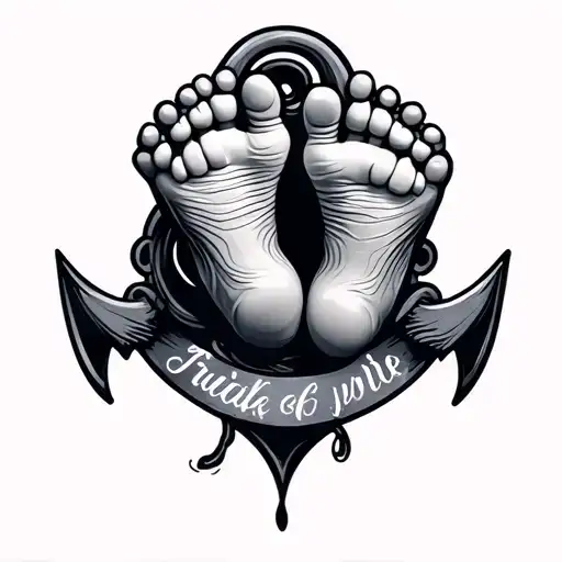 Baby Feet On An Anchor With Name