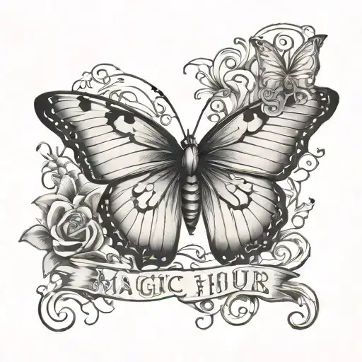 Magic Hour Word With Butterfly