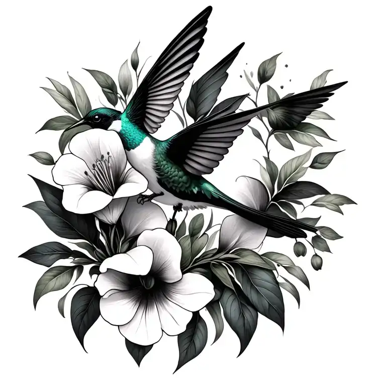 Humming Bird And Sweet Pea Flower