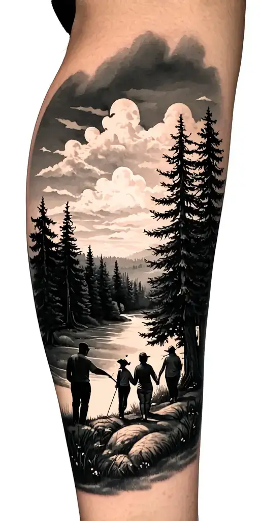 Golf And Family And Forest Landscape