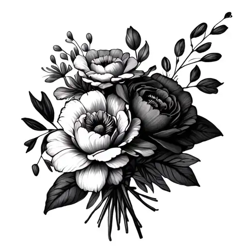 February November October Birth Flowers Bouquet Tied