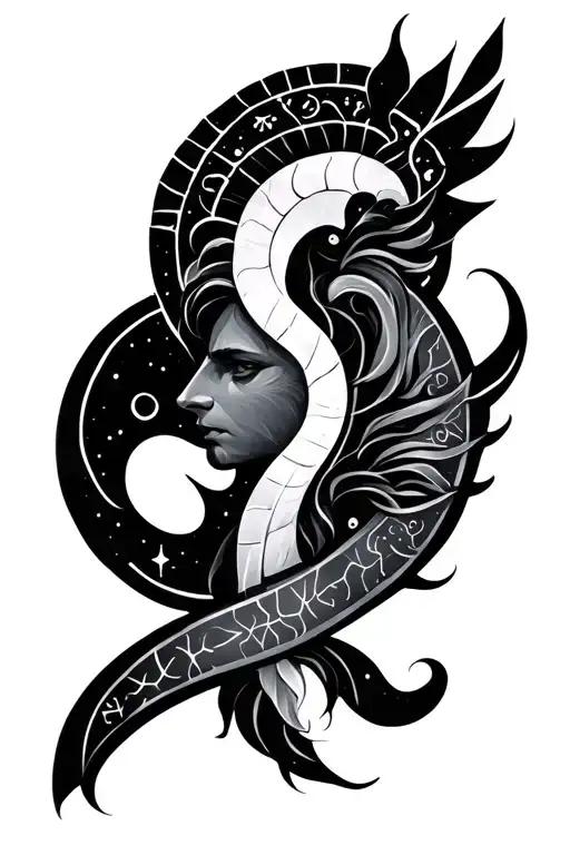 Patchwork Sleeve Aquarius Zodiac Sign