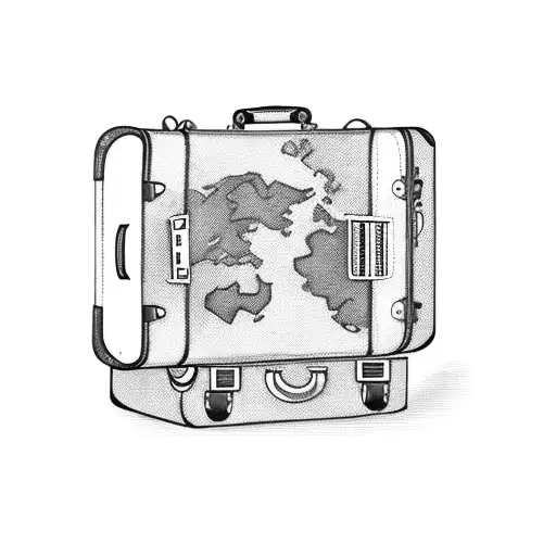 A Vintage Suitcase With Travel Stickers From Various Countries