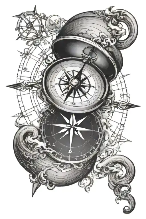 Nautical Compass On A Map