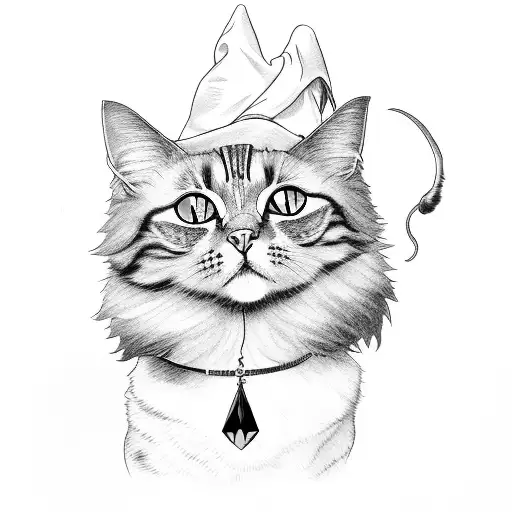 Witchy Cat With Crystal Details