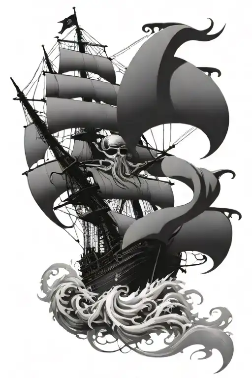 Kraken Taking Down A Pirate Ship