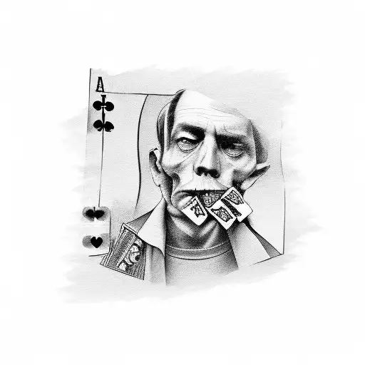 A Tv Series Character In A Poker Game With Money And Cigarettes