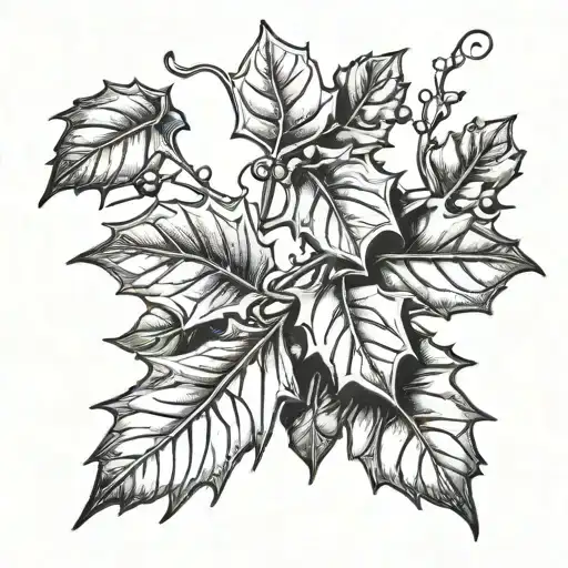 Holly Leaf And Berries Tattoo Simple