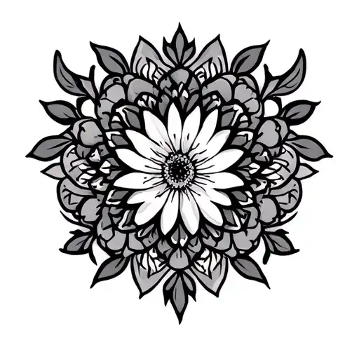 Floral Pattern Incorporating Mandala Design Featuring