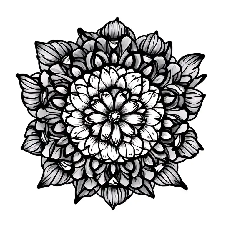 Floral Pattern Incorporating Mandala Design Featuring