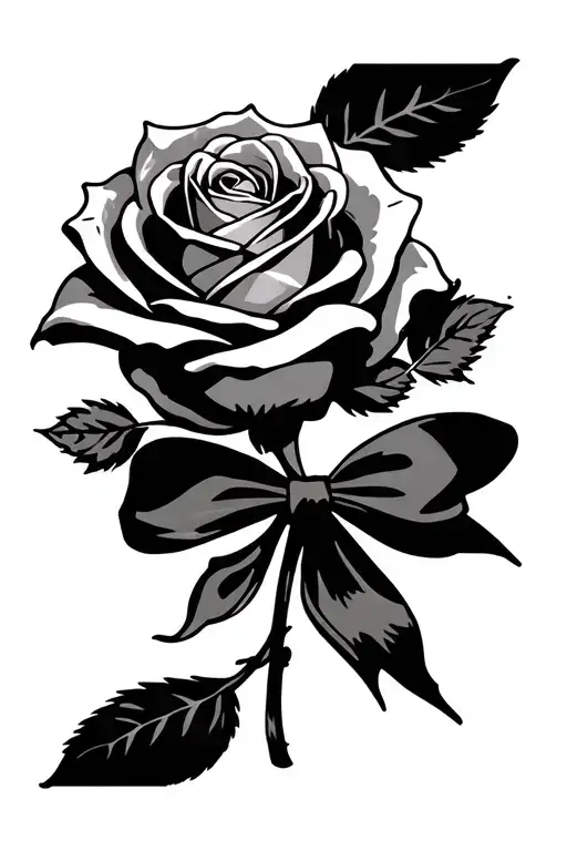 Rose With Bow Tied