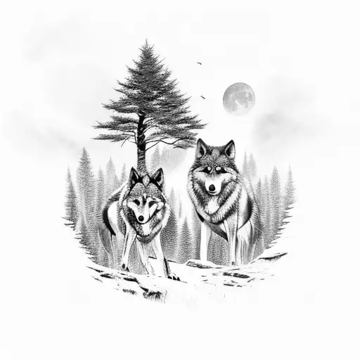 Forest With Wolves
