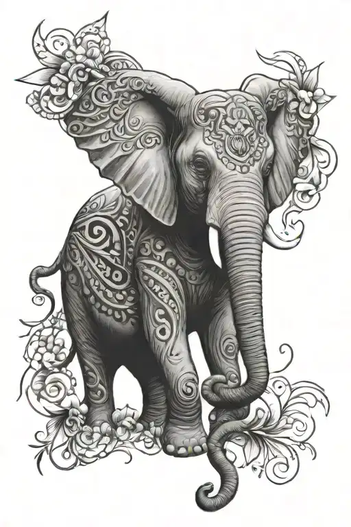 Elephant Tattoo Woman Theme