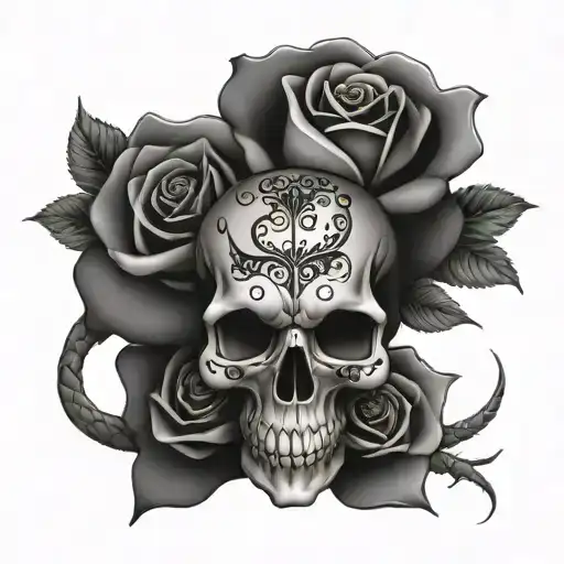 Skull Snake Roses