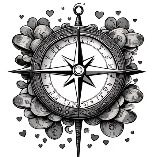 Compass With Money Symbol And Hearts