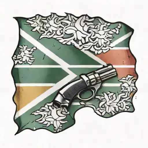 South African Flag With Bullet Casings