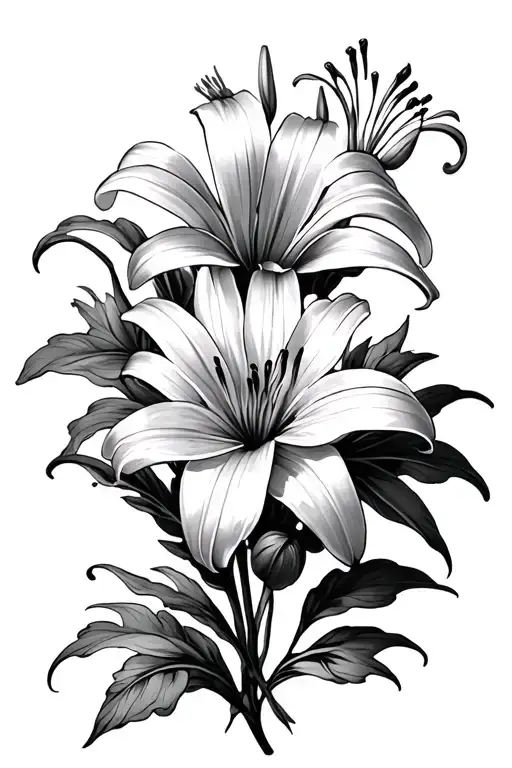 Lily Of The Valleysnd A Aster And A Lily Intertwined