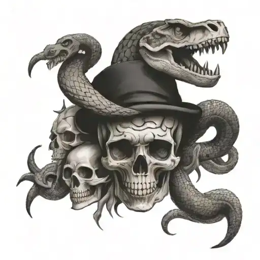 Snake And Skull Surrounded Like Harry Potter