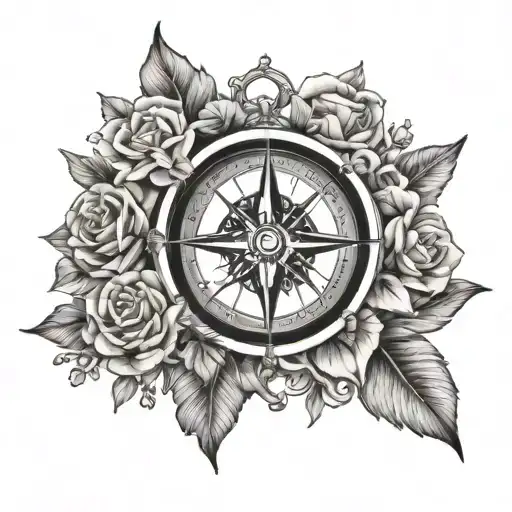 Compass And Flowers