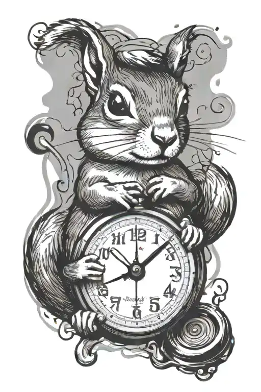A Squirrel Holding A Stopwatch With Music Notes Flowing Around It