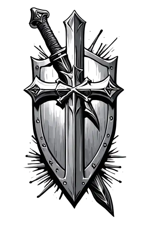 War Sword Shield Cross