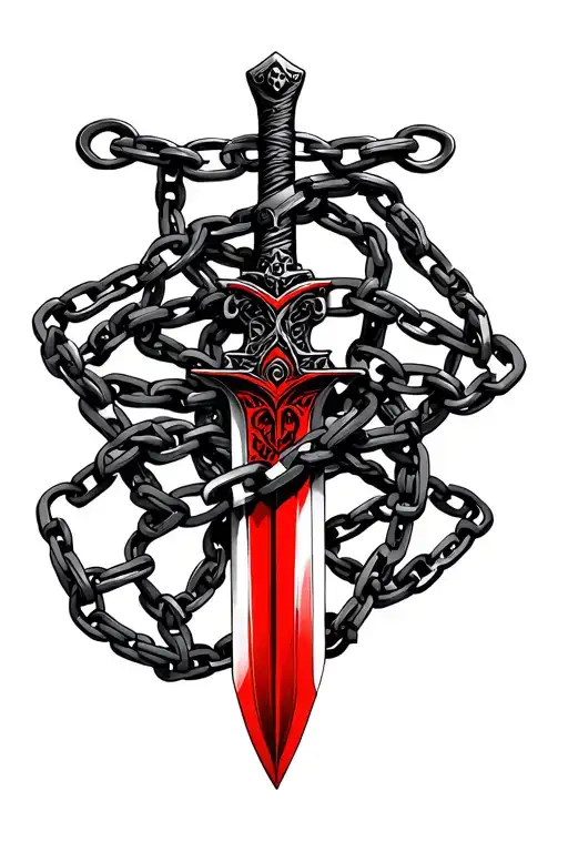 Chains Wrapped Around A Red Sword