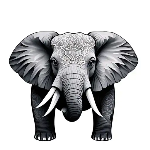 Floral Geometric Elephant
